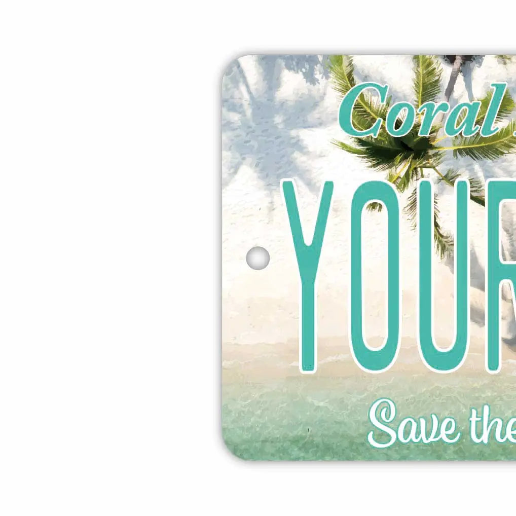 【ミラータグ】ヤシの木・コーラルビーチ/オリジナルアメリカナンバープレート型エアフレッシュナー