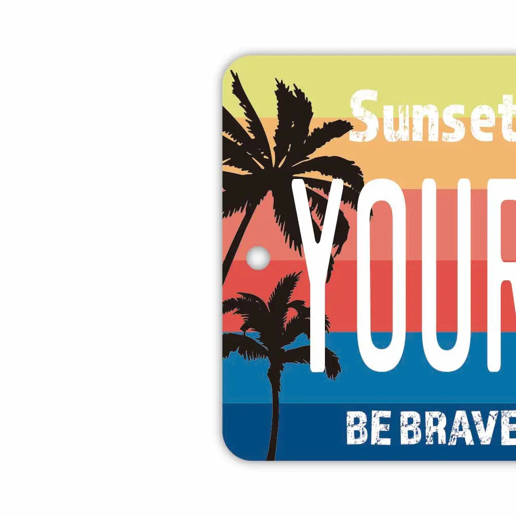 【ミラータグ】ヤシの木・グラデーション/オリジナルアメリカナンバープレート型エアフレッシュナー