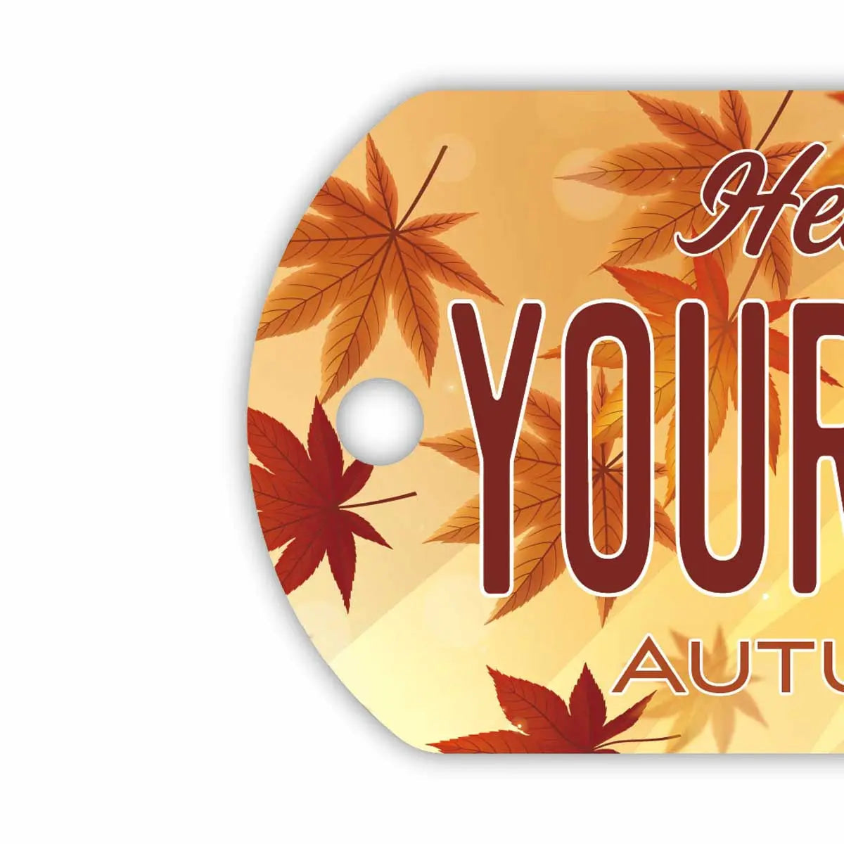 【犬用迷子札・ドッグタグ】紅葉・ブラウン/オリジナルアメリカナンバープレート型 名入れキーホルダー