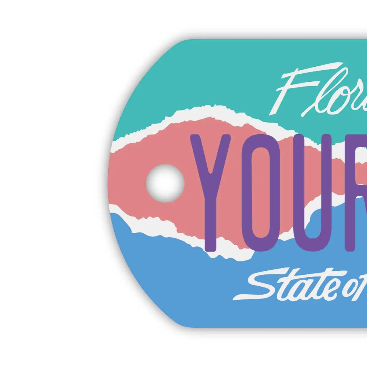 【犬用迷子札・ドッグタグ】フロリダ・アート/オリジナルアメリカナンバープレート型 名入れキーホルダー