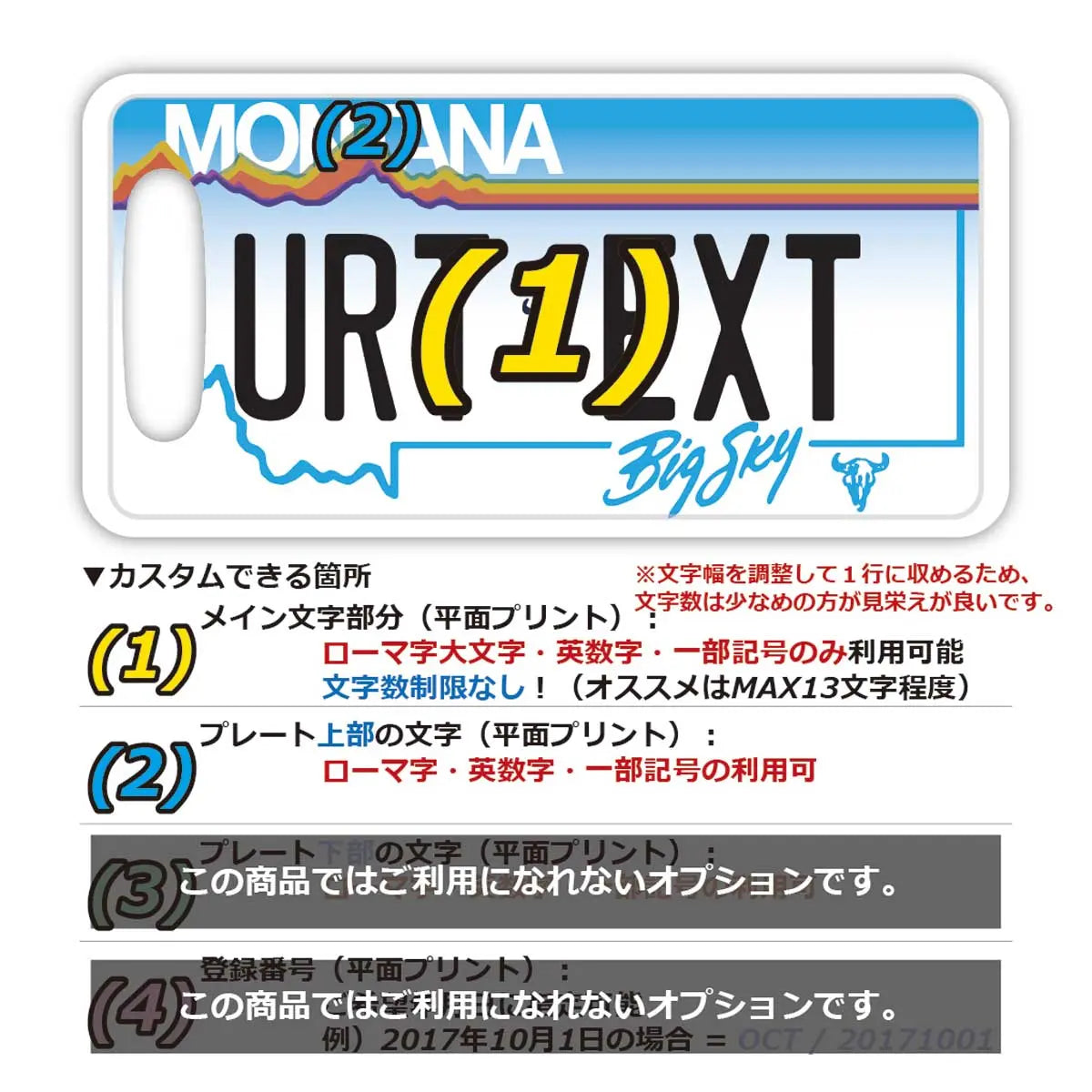 【ラゲッジタグ】モンタナ/オリジナルアメリカナンバープレート型・おしゃれ ・紛失防止タグ