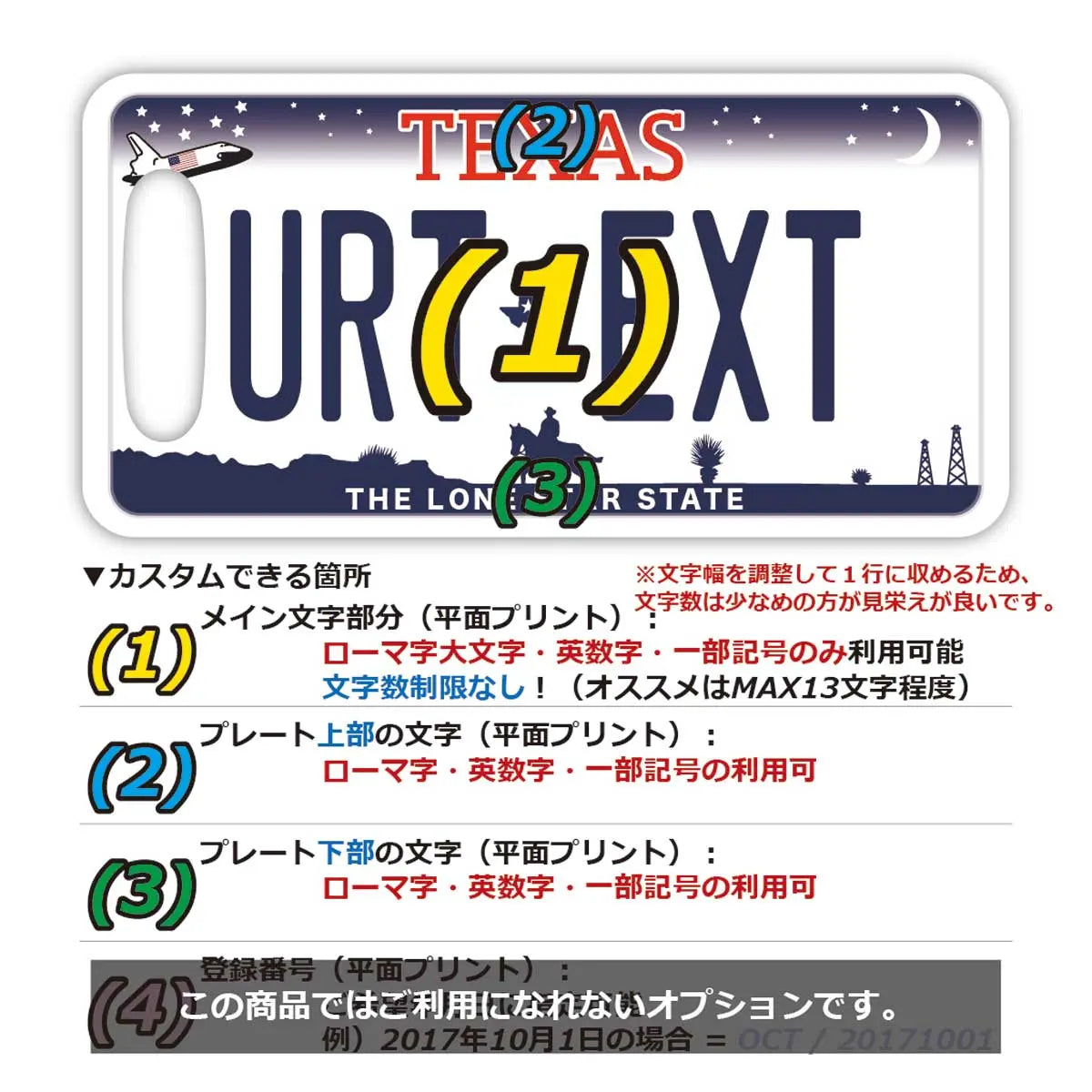 【ラゲッジタグ】テキサス/オリジナルアメリカナンバープレート型・おしゃれ ・紛失防止タグ
