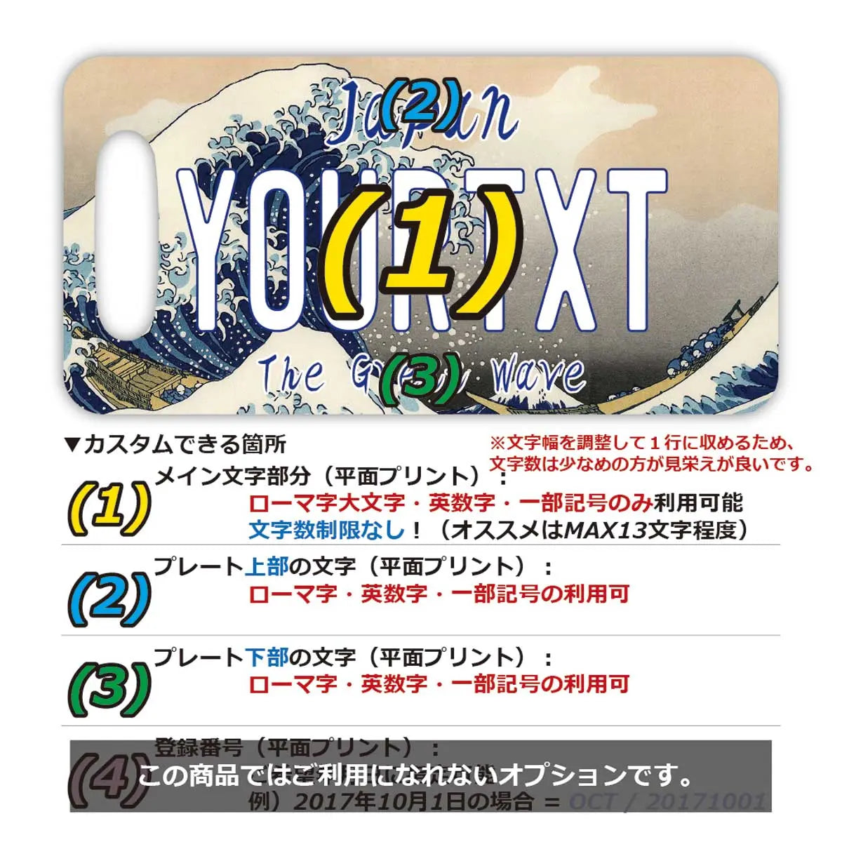 【ラゲッジタグ】葛飾北斎・冨嶽三十六景・神奈川沖浪裏・大波/オリジナルアメリカナンバープレート型・おしゃれ ・紛失防止タグ