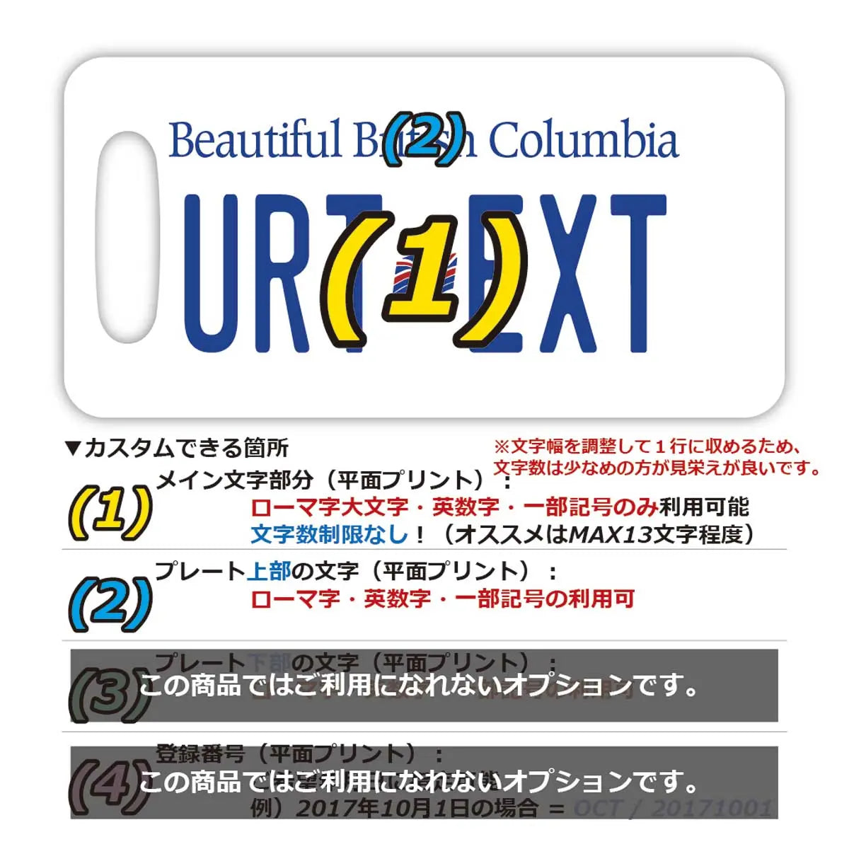 【ラゲッジタグ】ブリティッシュコロンビア/オリジナルカナダナンバープレート型・おしゃれ ・紛失防止タグ