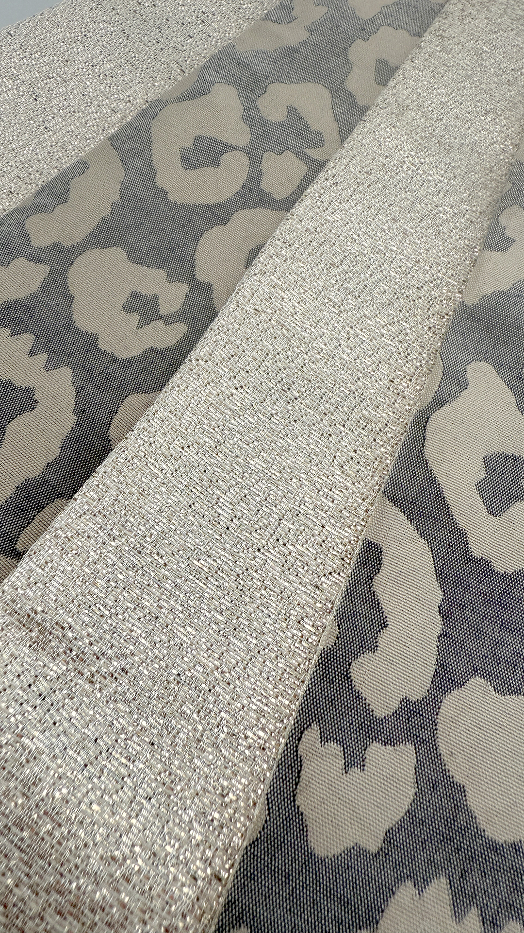 半幅帯 【サヴァンナ・ドューン】 半幅兵児帯 大人の半幅へこ帯 リバーシブル グレージュ ラメ グリッター