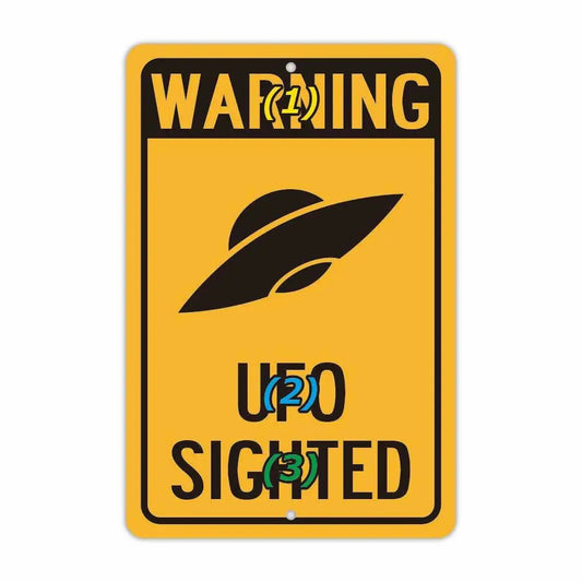【長方形看板】警告！UFO出現/アメリカ製オリジナル看板(約20x30cm)