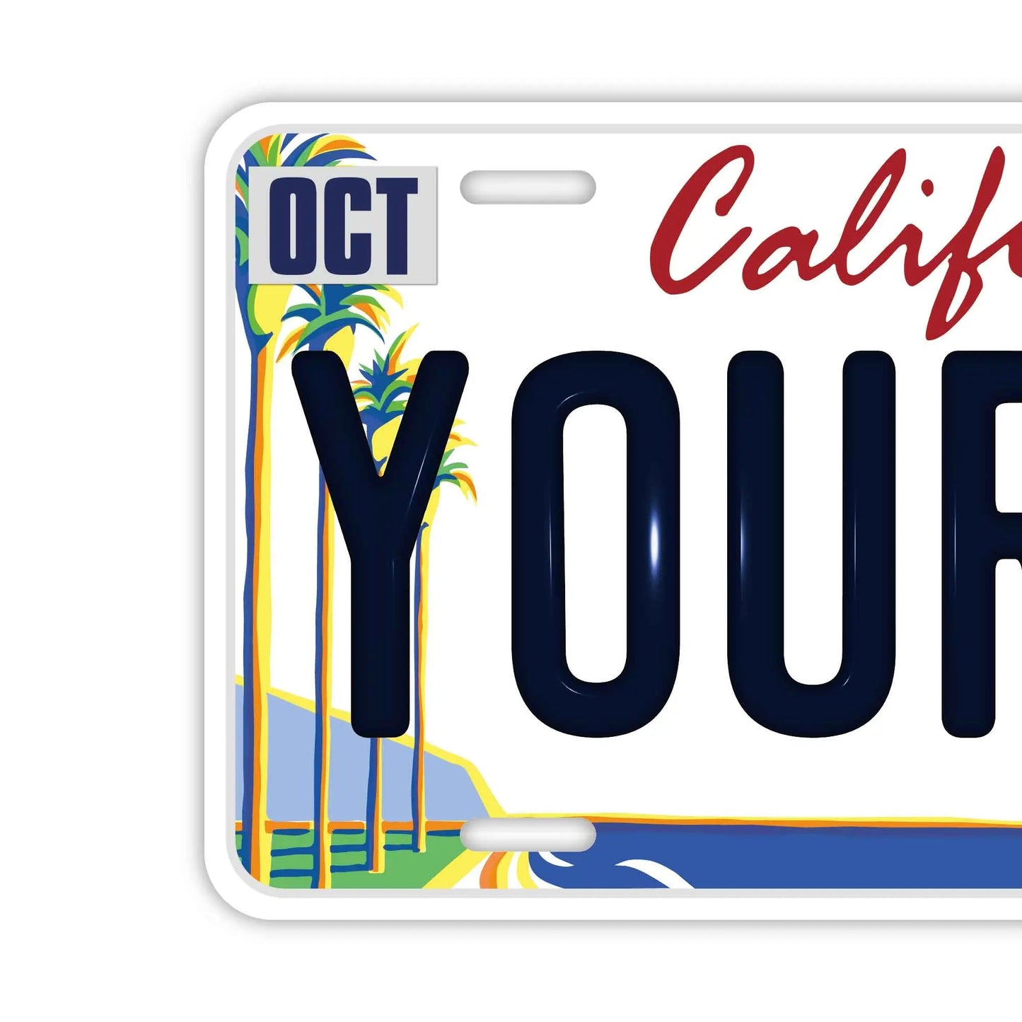 カスタムライセンスプレート型看板 【大・US車用】カリフォルニア・ヤシの木/オリジナルアメリカエンボスナンバープレート おしゃれ表札看板