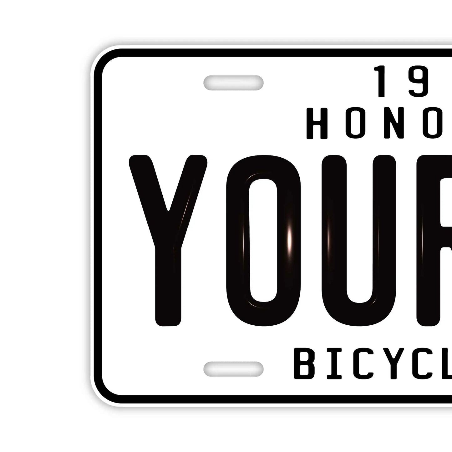 カスタムライセンスプレート型看板 【大・US車用】ハワイ自転車タグ・ホワイト/オリジナルアメリカエンボスナンバープレート おしゃれ表札看板