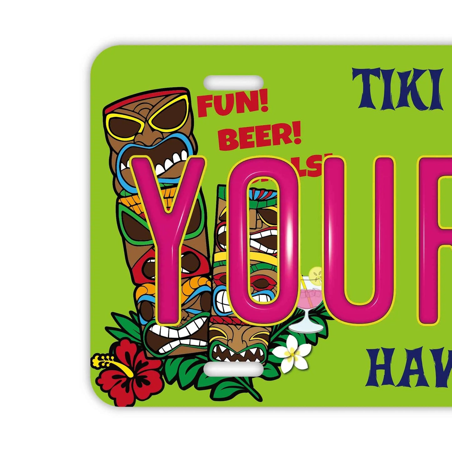 カスタムライセンスプレート型看板 【大・US車用】ハワイ・ティキバー/オリジナルアメリカエンボスナンバープレート おしゃれ表札看板