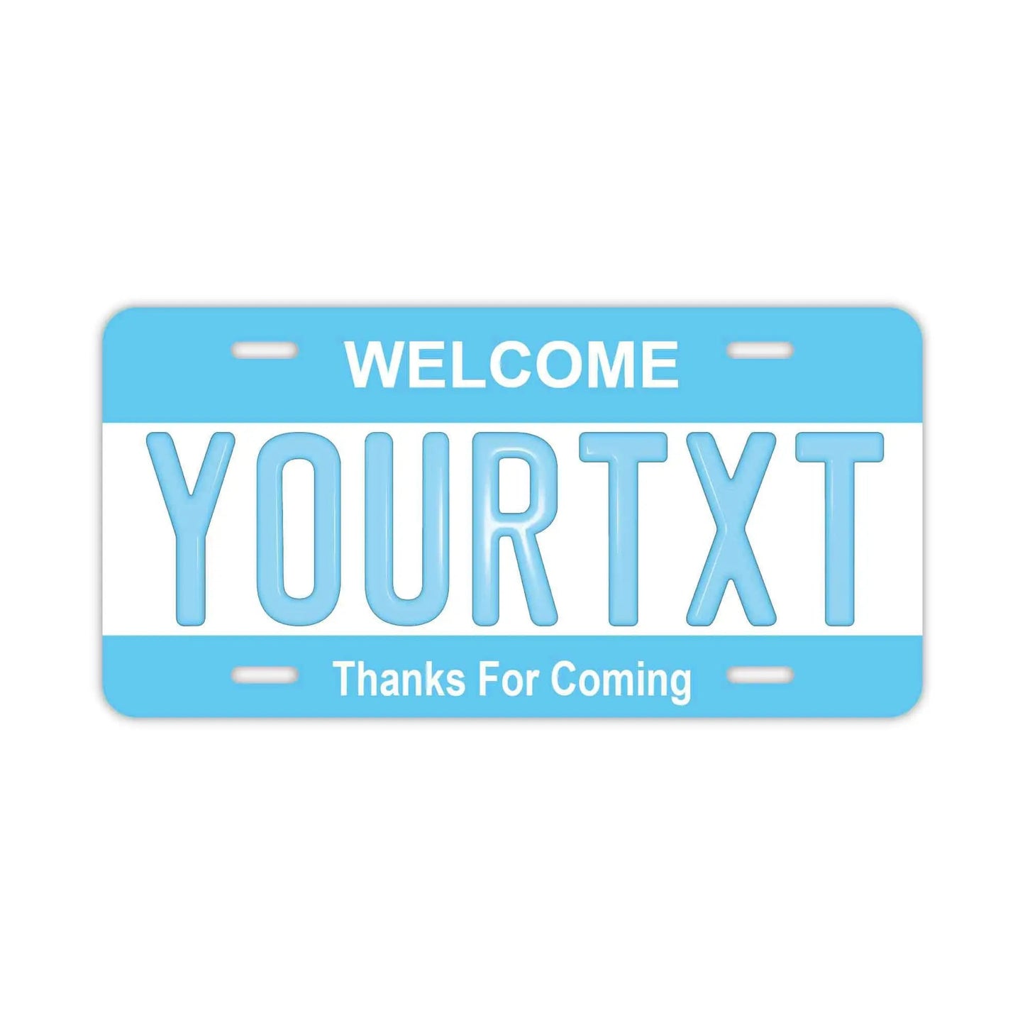 カスタムライセンスプレート型看板 【大・US車用】カラー・ブルー/オリジナルアメリカエンボスナンバープレート おしゃれ表札看板