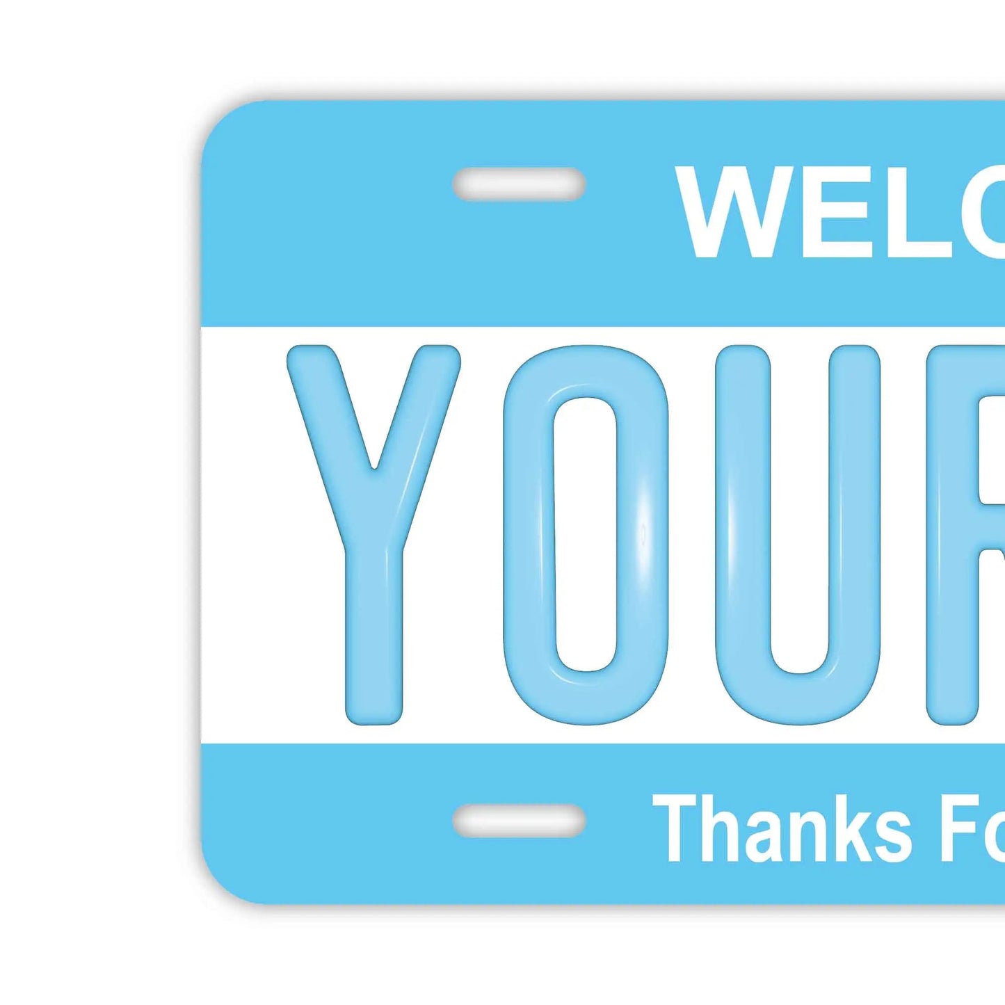 カスタムライセンスプレート型看板 【大・US車用】カラー・ブルー/オリジナルアメリカエンボスナンバープレート おしゃれ表札看板