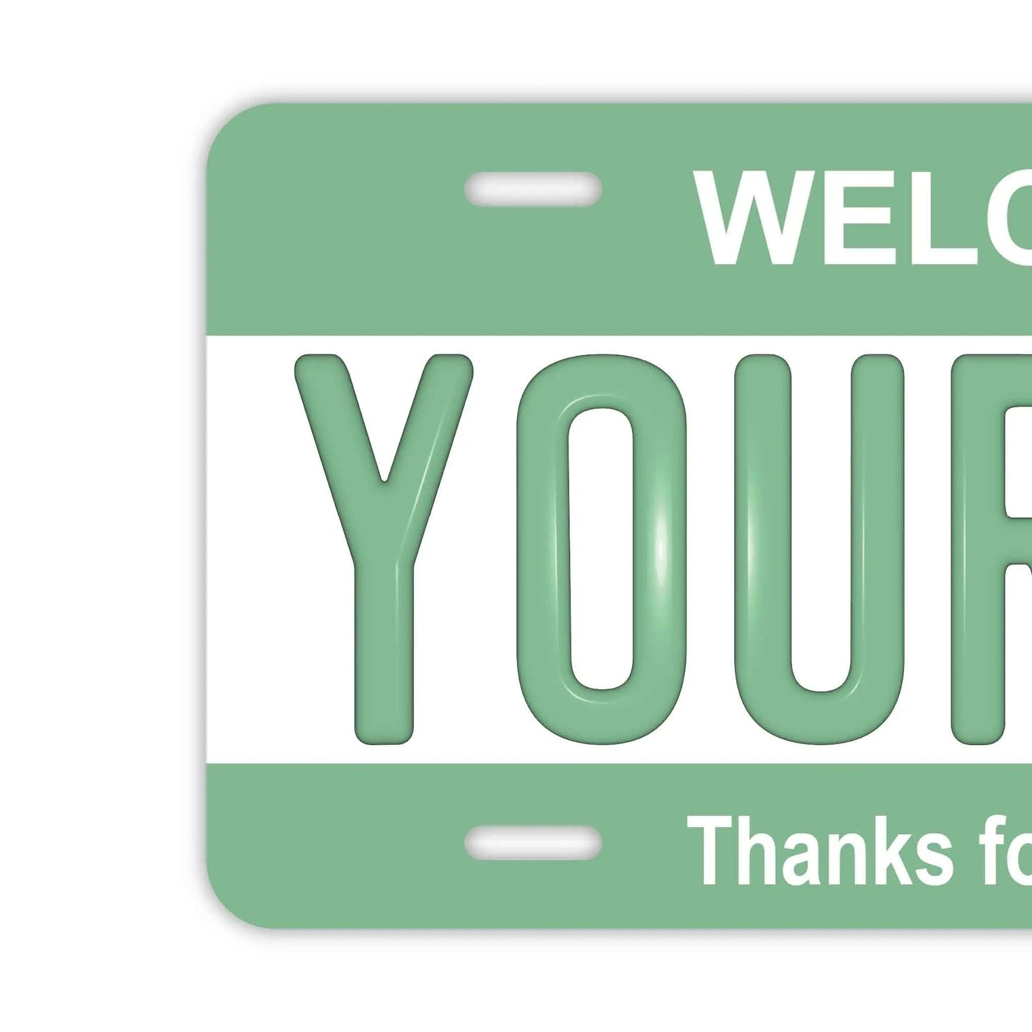 カスタムライセンスプレート型看板 【大・US車用】カラー・グリーン/オリジナルアメリカエンボスナンバープレート おしゃれ表札看板