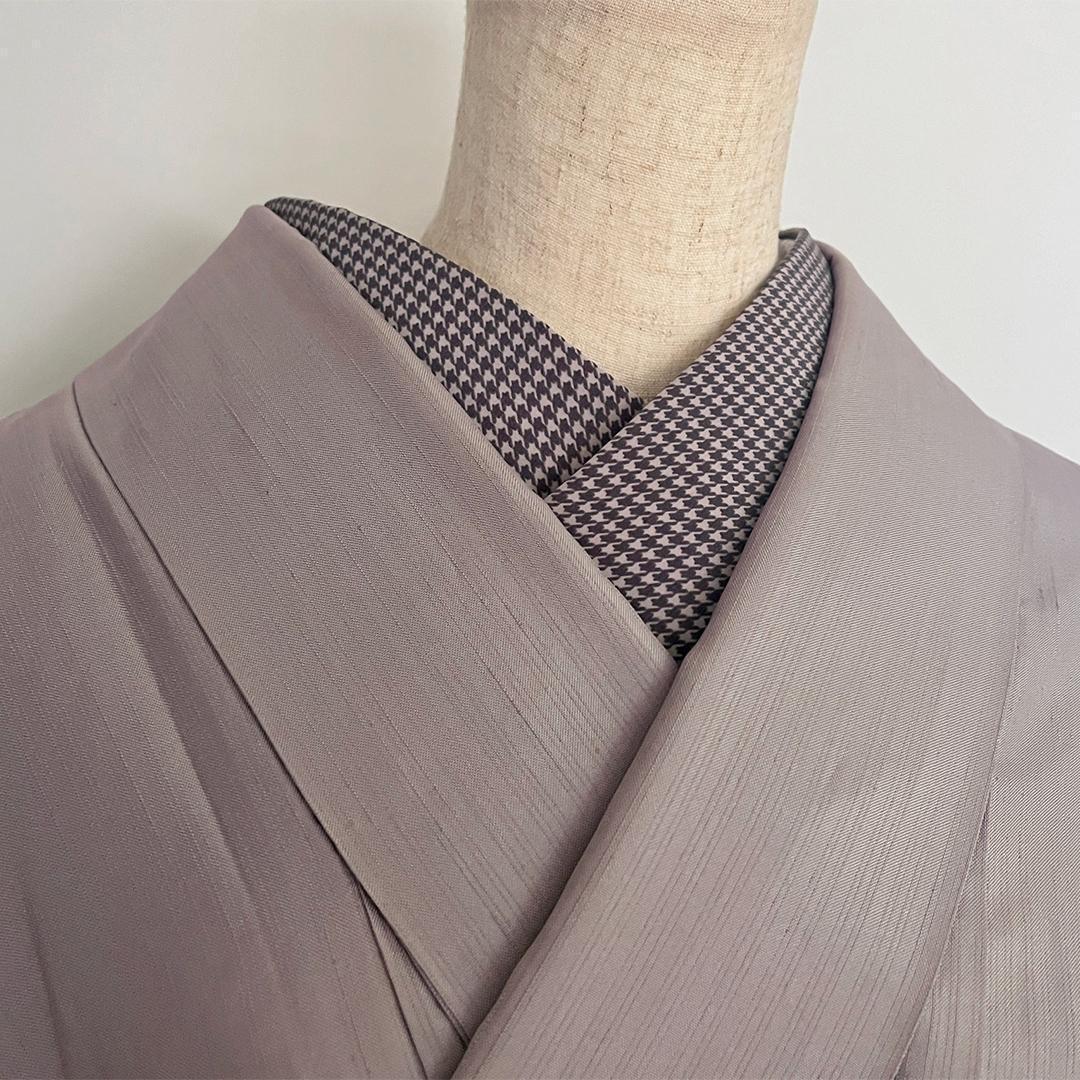 半衿 モーブの千鳥格子 半襟 薄紫 ユニセックス 洗える カジュアル