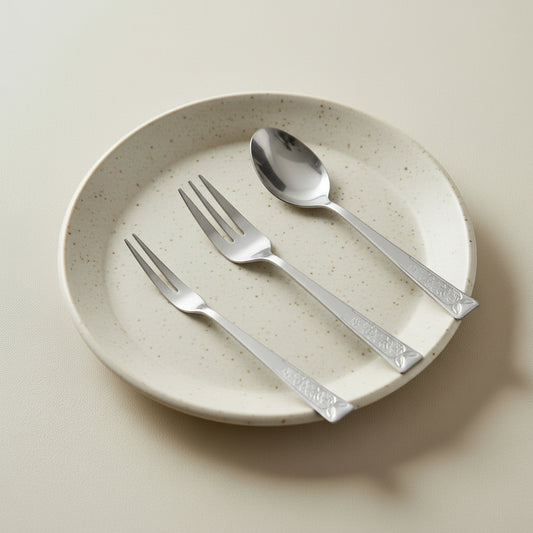 Tsubame Sanjo Silver Cutlery × Mino Ware “Ground” Plate Set
