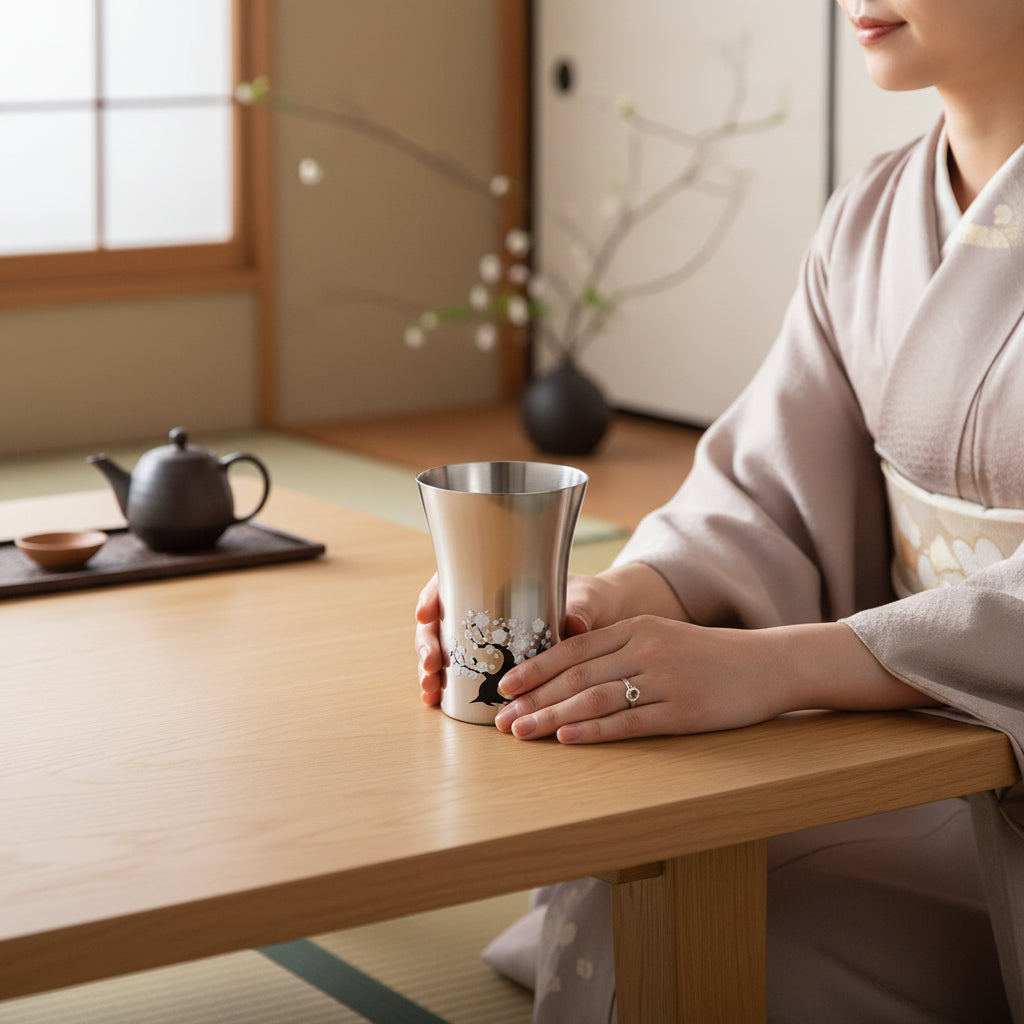 Tsubame Craftsmanship, Refined by Time｜Temperature-Sensitive Stainless Tumbler 300mL – Sakura