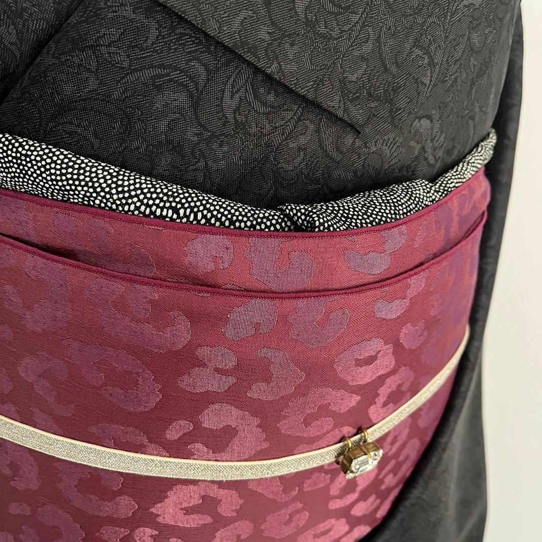 兵児帯  大人のへこ帯 ヒョウ柄 豹柄 ワイン レオパード ボルドー えんじ