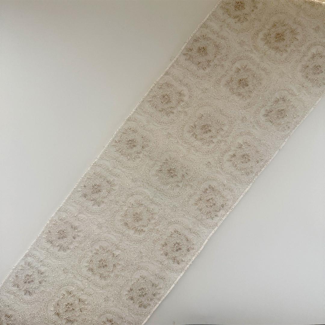 【訳あり】半衿 雪華の刺繍 レース半襟 シャンパン かわいい 金糸 オールシーズン 夏も